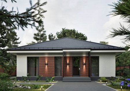 Проект одноэтажного кирпичного дома №55 — с возможностью адаптации под ваш вкус