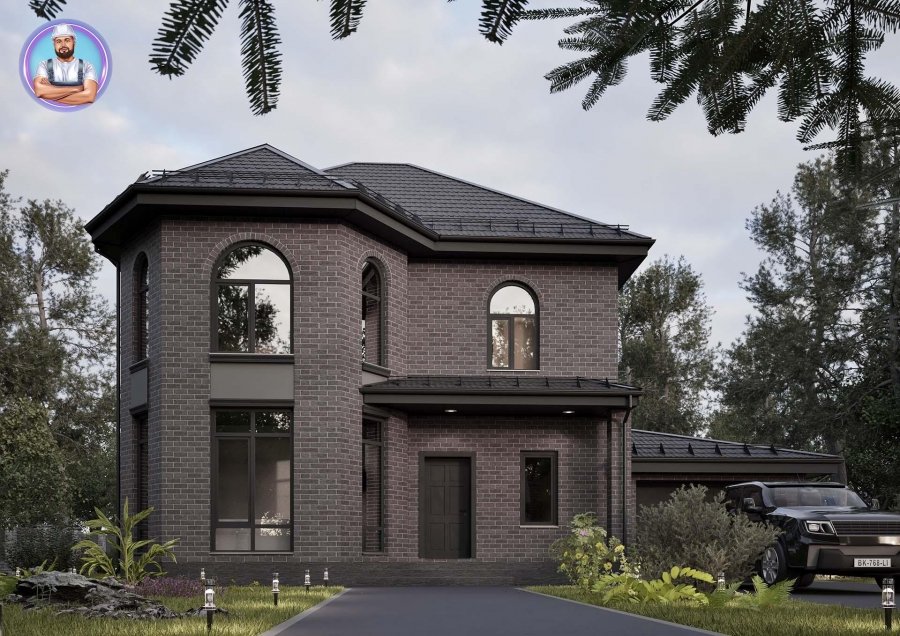 Проект дома №34/2 – классический двухэтажный кирпичный дом 194 м² с гаражом