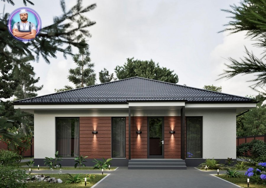 Проект одноэтажного кирпичного дома №55 — с возможностью адаптации под ваш вкус