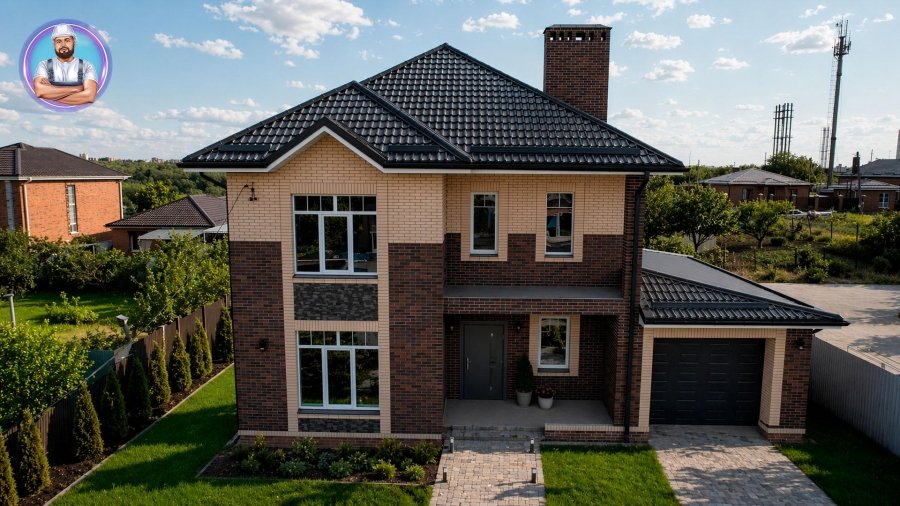 Построенный двухэтажный кирпичный дом S=191 м² в СНТ «Защитник», г. Ростов-на-Дону